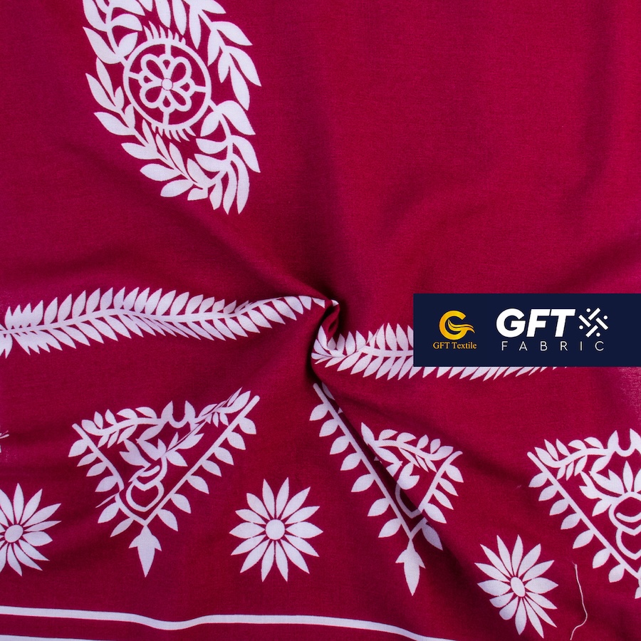 Challis Rayon Senefa Geometric Floral Pattern -Print - Image 3