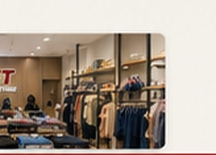 Staff member arranging clothing inside the GFT Concept Store