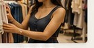 Customer browsing clothing racks