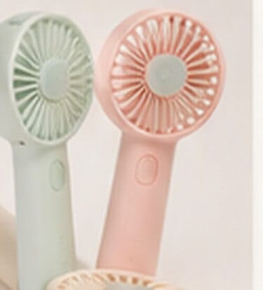 Pastel green and pink mini handheld fans